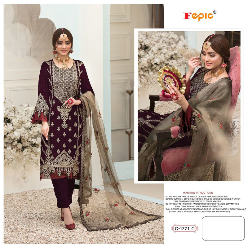 Fepic Rosemeen C 1271 Velvet With Heavy Embroidery Designer Salwar Kameez