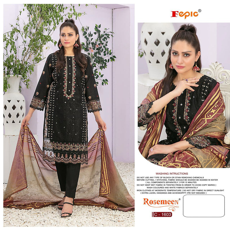 Fepic Rosemeen C 1603 Organza Embroidery Designer Suits Collection