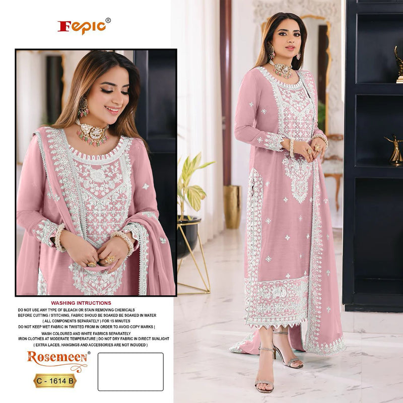 Fepic Rosemeen C 1614 Organza Embroidery Designer Suit Collection
