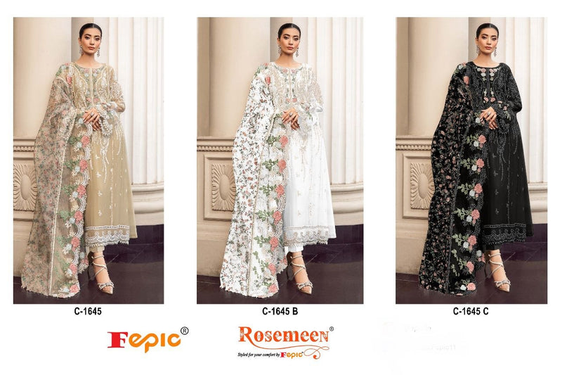 Fepic Rosemeen C 1645 Georgette Embroidery With Pakistani Suits Collection