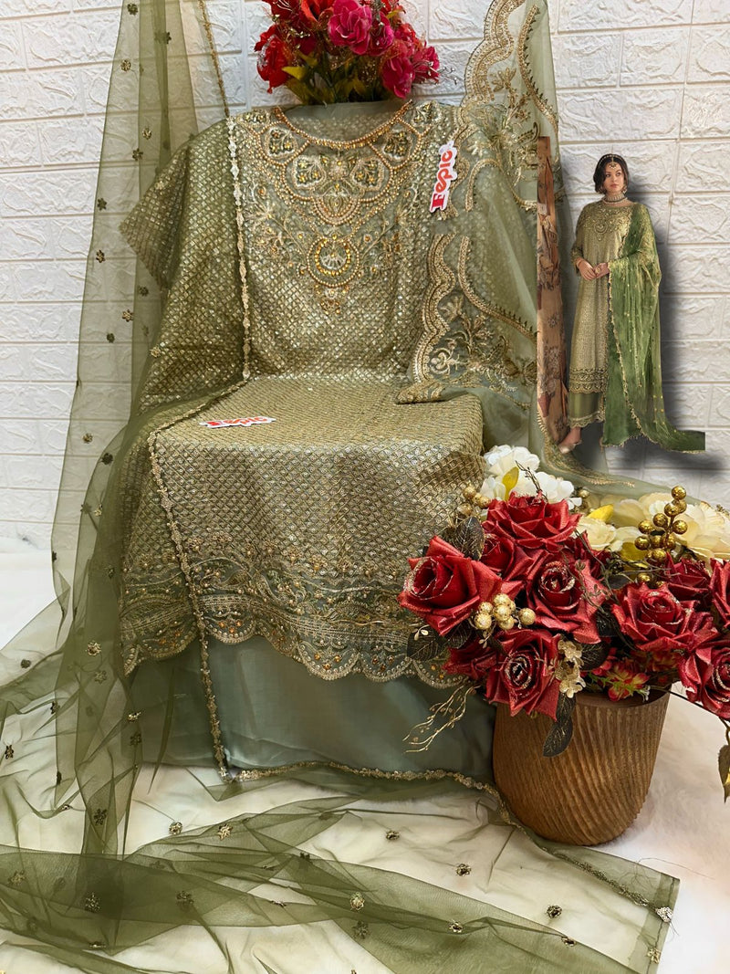 Fepic Rosemeen C 1646 Organza Embroidered With Handwork Pakistani Suit Collection