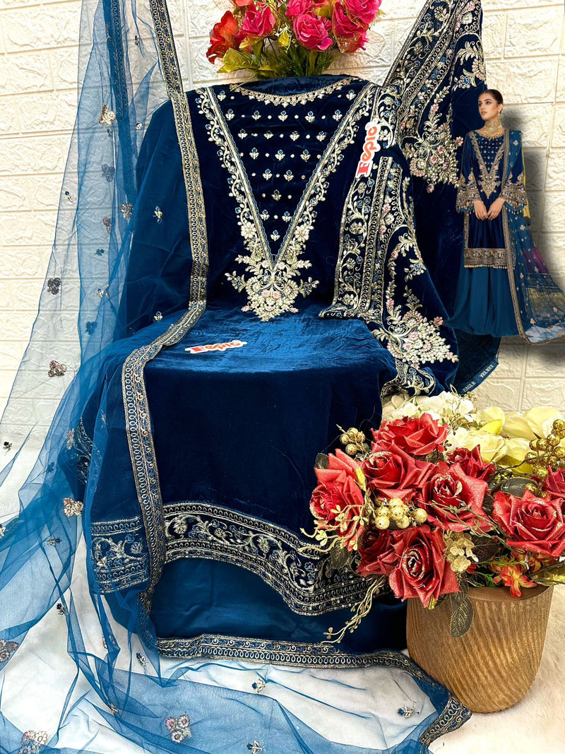 Fepic Rosemeen V 17014 Velvet Heavy Embroidered Pakistani Suit Collection