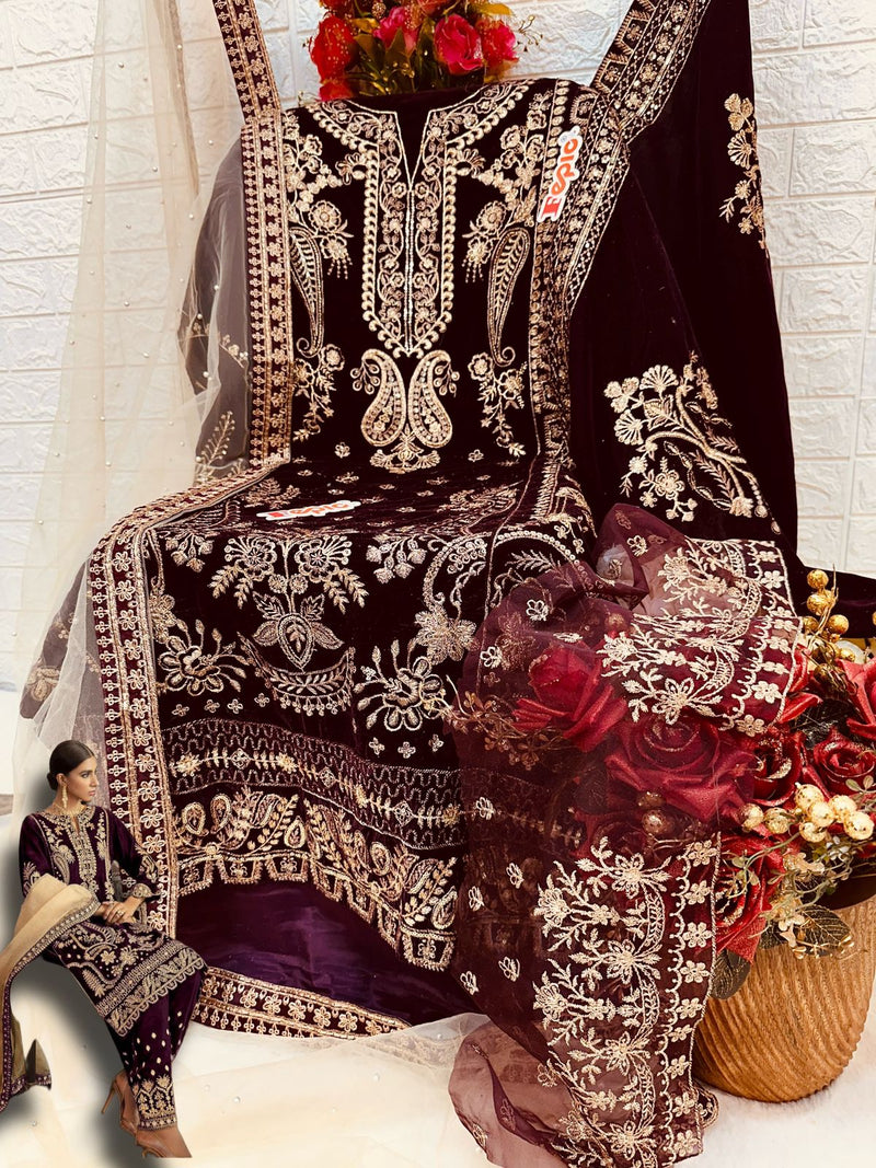 Fepic Rosemeen V 17017 Velvet With Heavy Embroidery Work Salwar Kameez