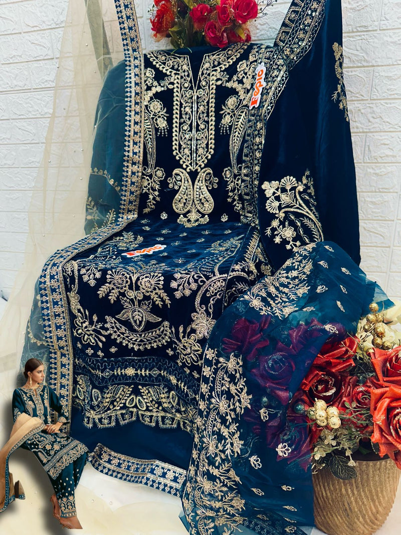 Fepic Rosemeen V 17017 Velvet With Heavy Embroidery Work Salwar Kameez