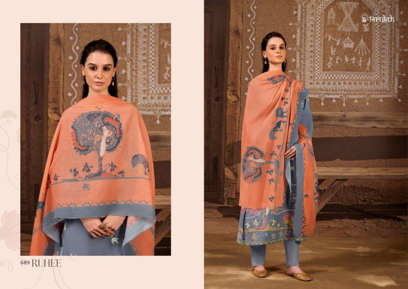 S Nirukth Ruhee Cotton Print With Hand Work Unstitch Salwar Suits