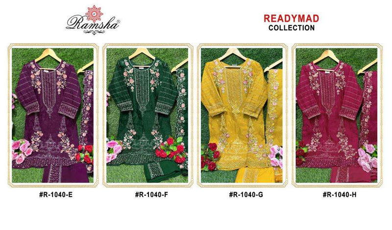 Ramsha Suit 1040 Nx Organza Embroidery Work Pret Kurti