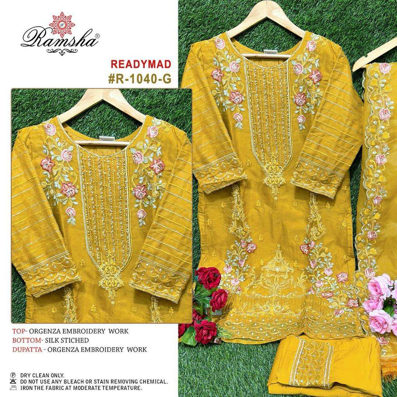Ramsha Suit 1040 Nx Organza Embroidery Work Pret Kurti