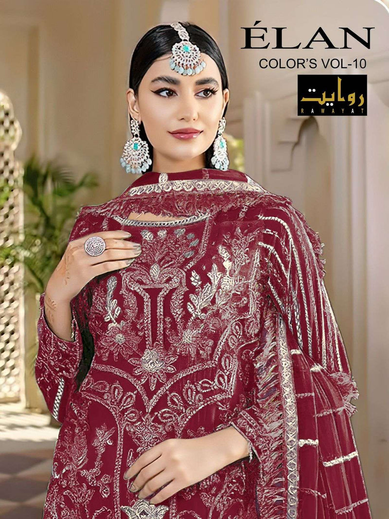 Rawayat Fashion Elan Colors Vol 10 Fox Georgette With Embroidery Pakistani Salwar Kameez