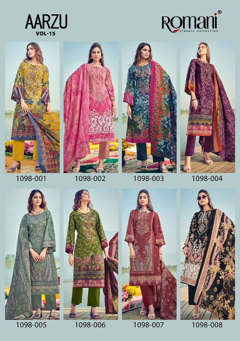 Romani Aarzu Vol 15 Cotton Digital Printed Embroidered Work Salwar Suit