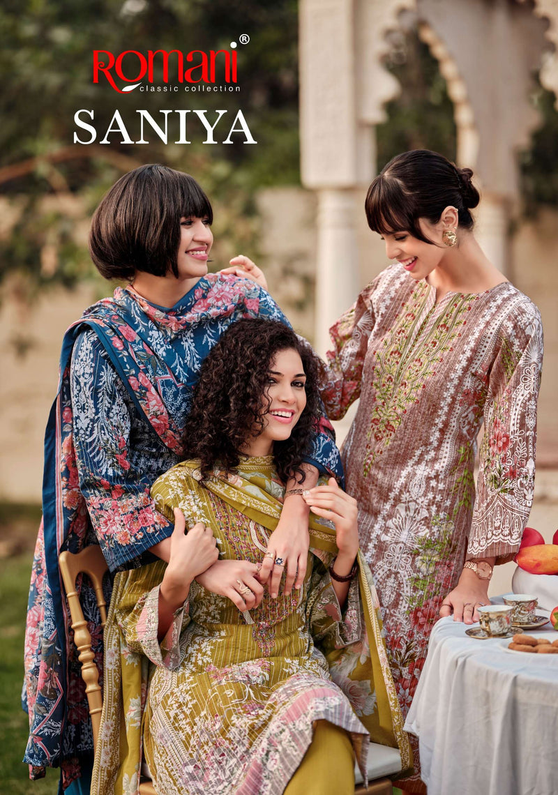 Romani Saniya Premium Cotton Print With Embroidery Work Salwar Suit