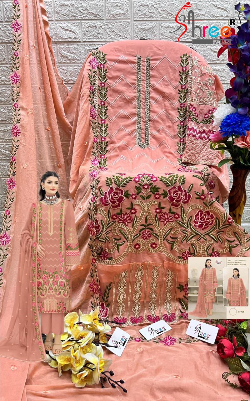 Shree Fab D No S 906 Fox Georgette Designer Pakistani Suit Collection