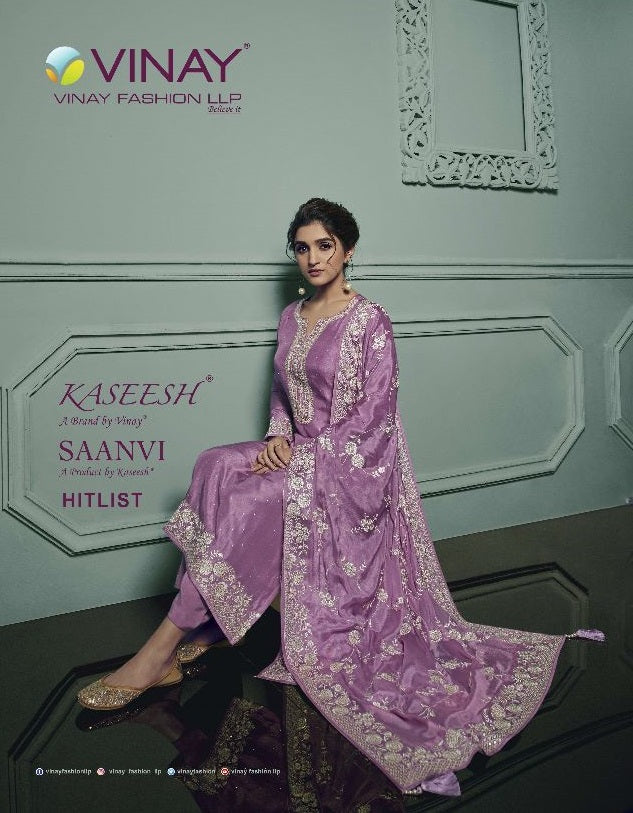 Vinay Fashion Kaseesh Saanvi Hitlist Dola Jacquard With Thered Embroidered Designer Salwar Suits
