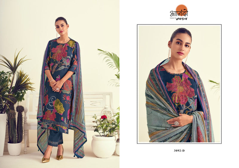Jay Vijay Saavi 3092 Muslin Silk Digital Print With Fancy Lace Work Designer Suits