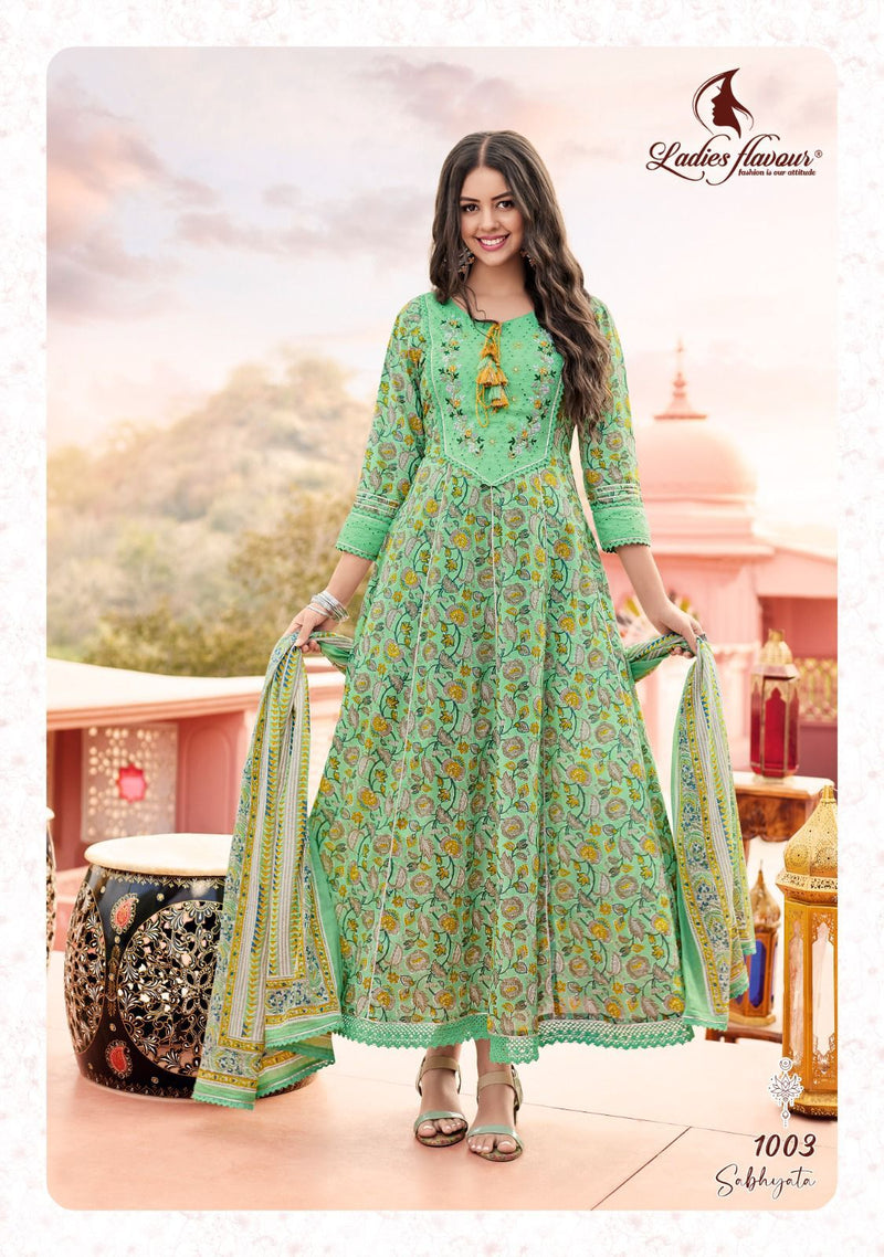 Ladies Flavour Sabhayata Vol 1 Cotton Printed Anarkali Gown Collection