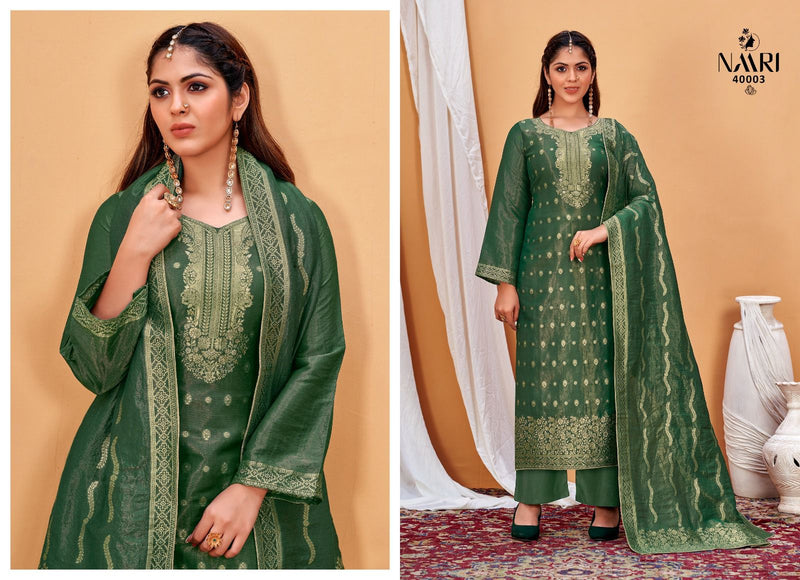 Naari Safari Gold Jacquard With Handwork Designer Salwar Suit Collection