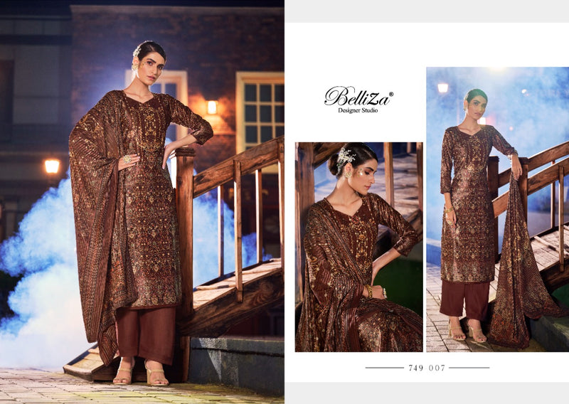 Belliza Designer Studio Safinaaz Velvet Exclusive Digital Printed Designer Suit Collection