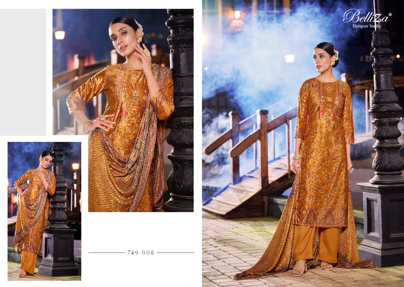 Belliza Designer Studio Safinaaz Velvet Exclusive Digital Printed Designer Suit Collection