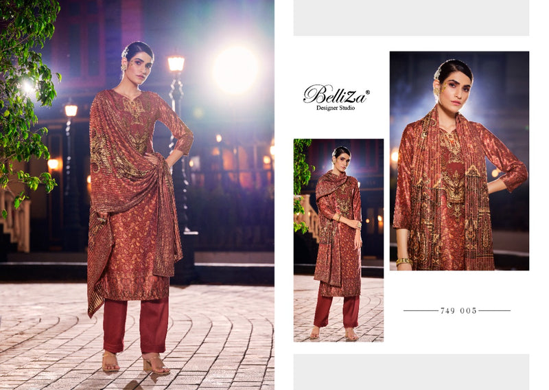 Belliza Designer Studio Safinaaz Velvet Exclusive Digital Printed Designer Suit Collection