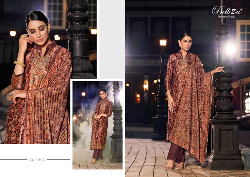 Belliza Designer Studio Safinaaz Velvet Exclusive Digital Printed Designer Suit Collection