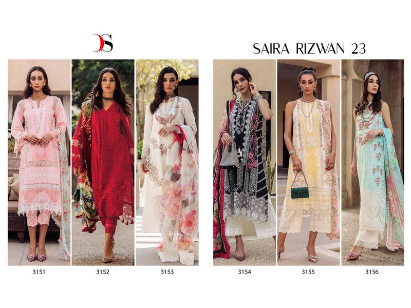 Deepsy Suits Saira Rizwan 23 Cambric Cotton Heavy Self Embroidery Patches Pakistani Salwar Kameez
