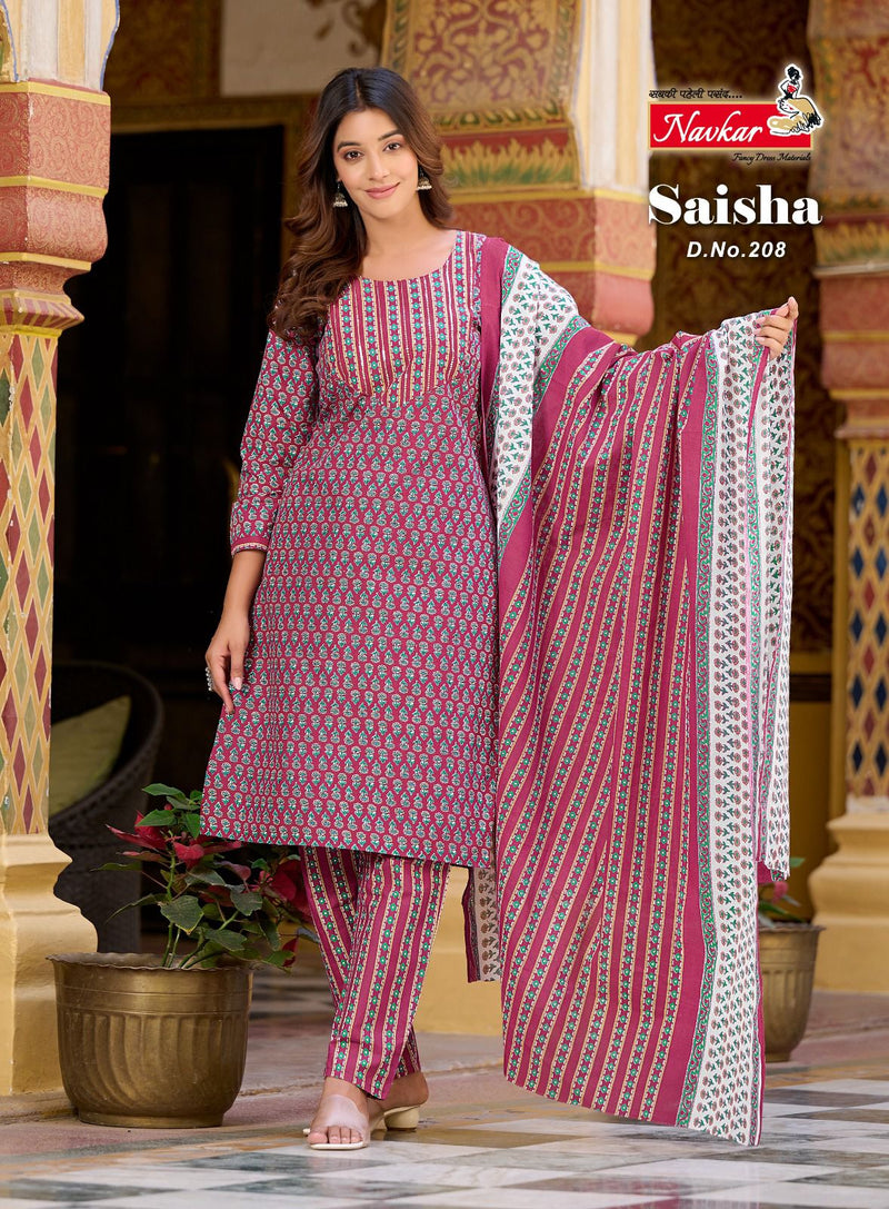 Navkar Saisha Vol 2 Cotton Print With Fancy Sequence Designer Kurti Combo Set