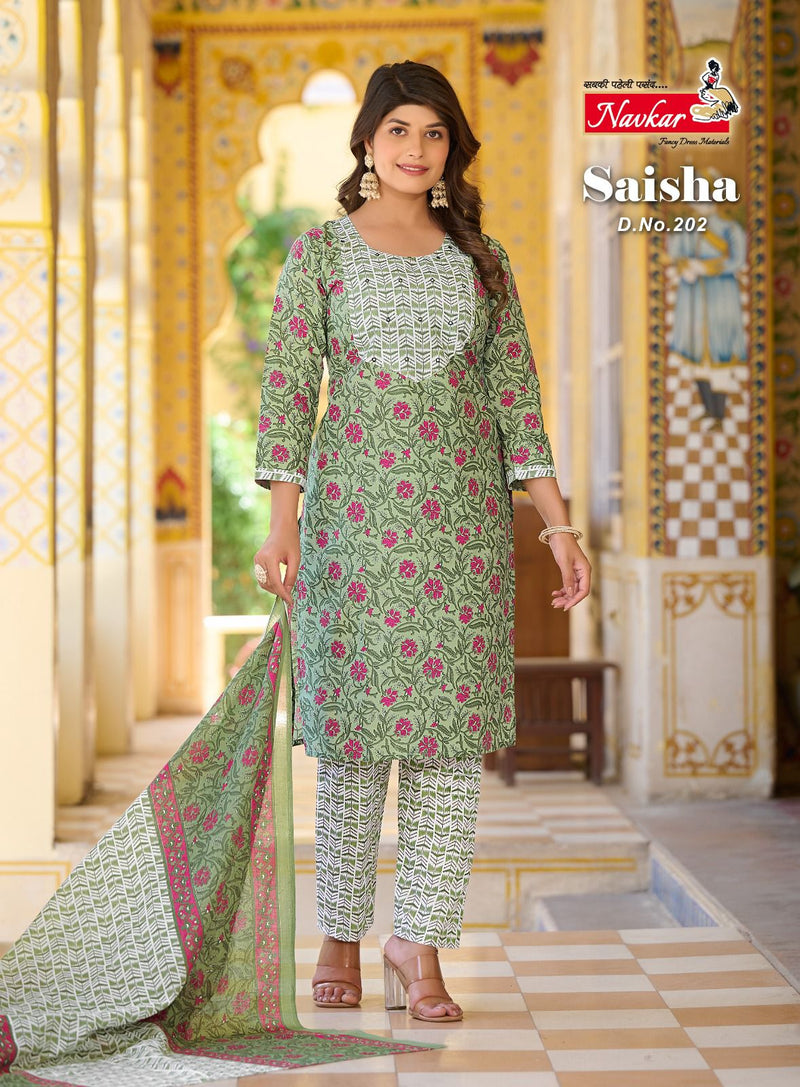 Navkar Saisha Vol 2 Cotton Print With Fancy Sequence Designer Kurti Combo Set