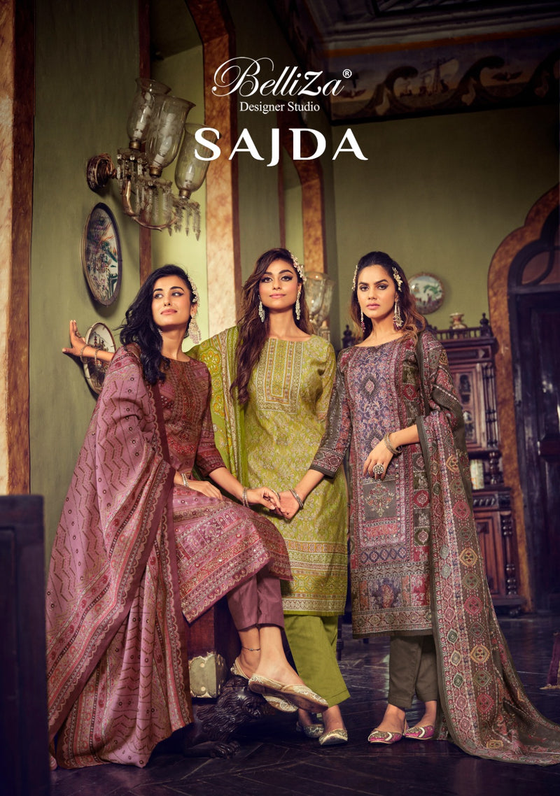 Belliza Designer Studio Sajda Viscose Maslin Digital Print Exclusive Handwork Suits