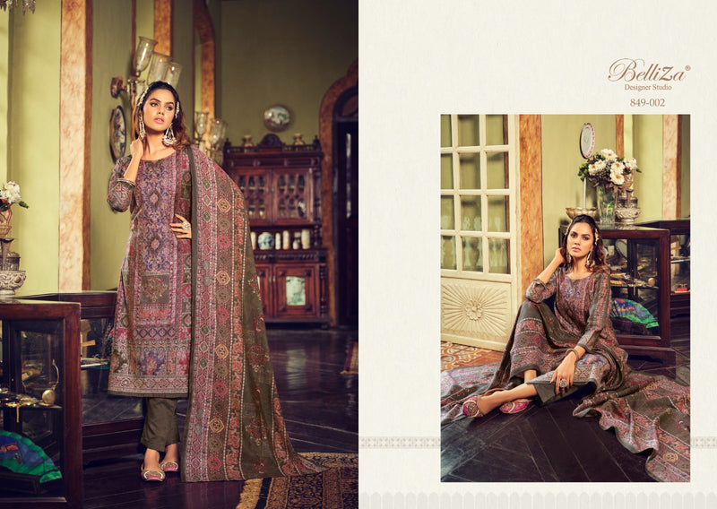 Belliza Designer Studio Sajda Viscose Maslin Digital Print Exclusive Handwork Suits