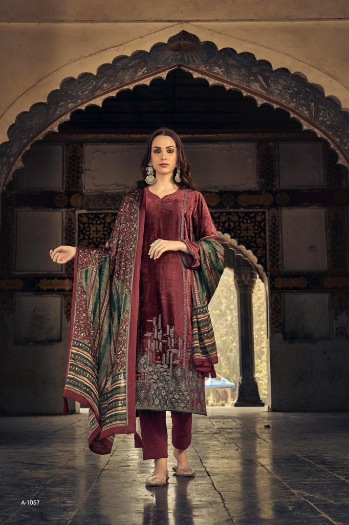 Aiqa Sajda Velvet With Fancy Work And Handwork Designer Casual Salwar Suits