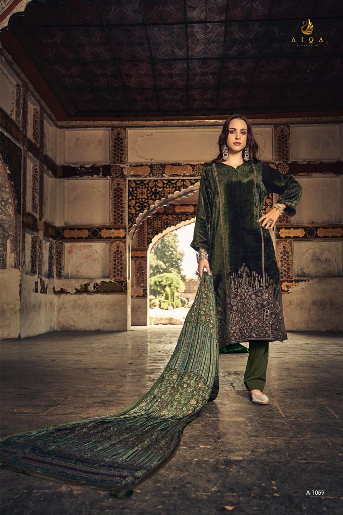 Aiqa Sajda Velvet With Fancy Work And Handwork Designer Casual Salwar Suits