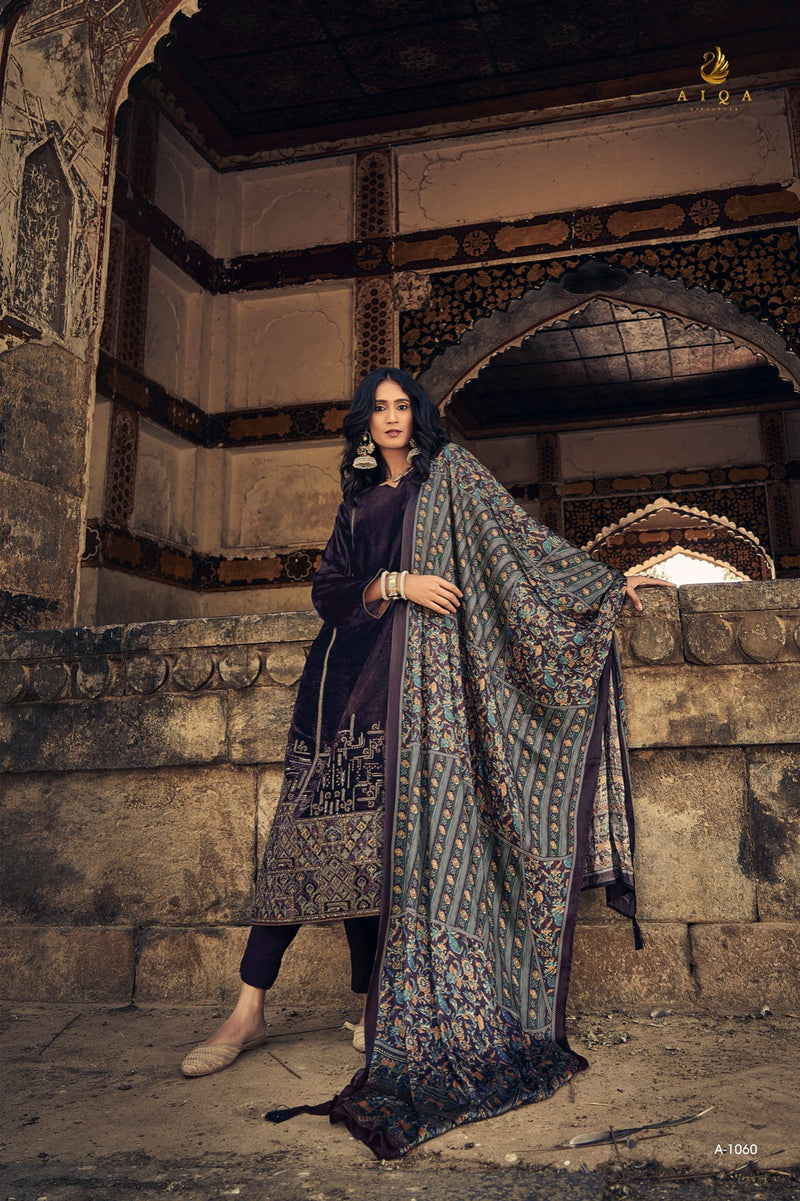 Aiqa Sajda Velvet With Fancy Work And Handwork Designer Casual Salwar Suits