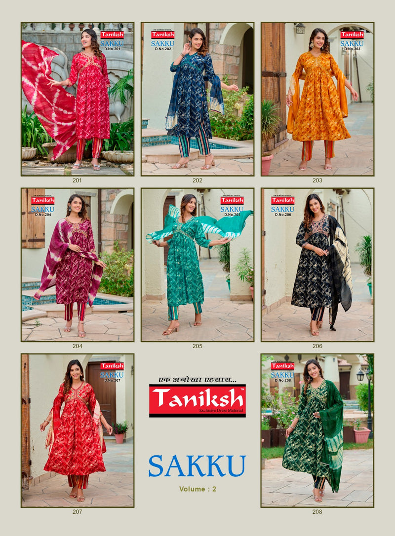 Taniksh Sakku Vol 2 rayon Printed With Embroidery Pakistani Kurtis
