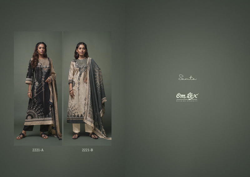 Omtex Samta Cotton Satin Digital Print With Hand Work Designer Salwar Suits