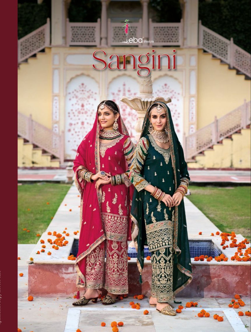 Eba Lifestyle Sangini Silk With Embroidery Work Designer Ready Made Plazzo Suits