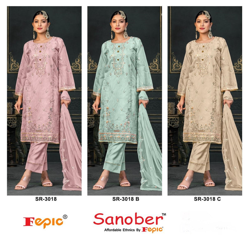 Fepic Sanober Sr 3018 Organza Embroidered Ready Made Suit Collections