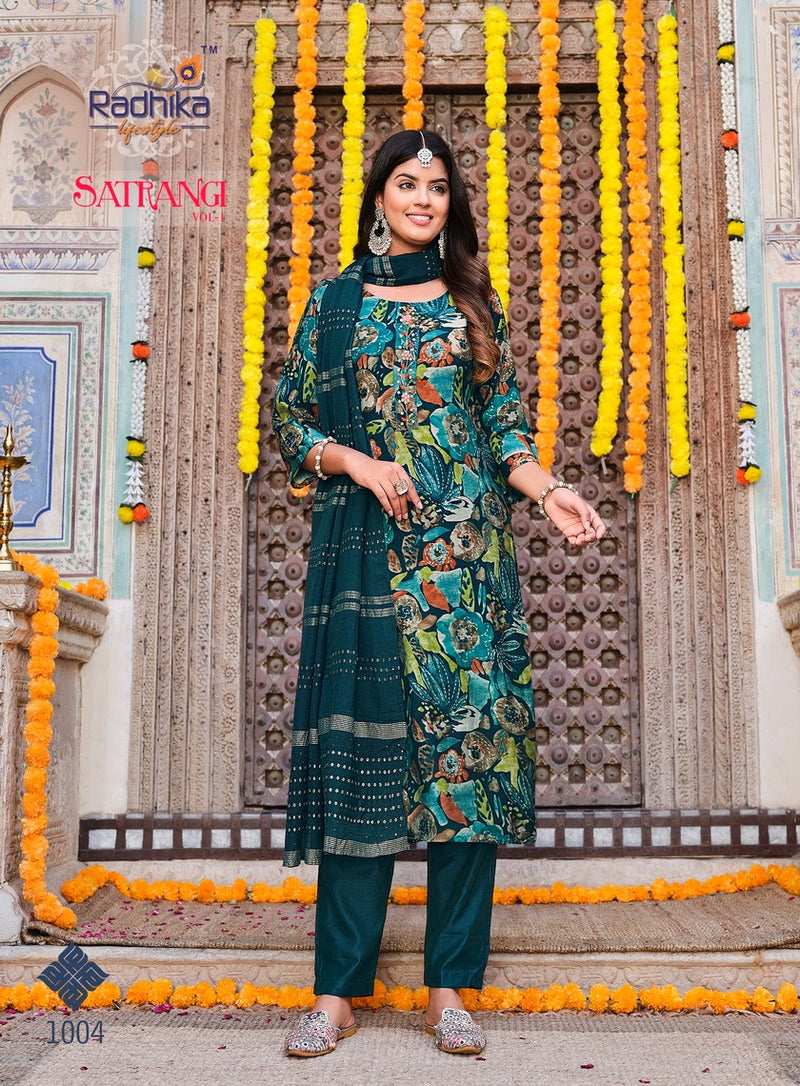 Radhika Lifestyle Satrangi Vol 1 Modal Chanderi Printed Fancy Kurti With Pant