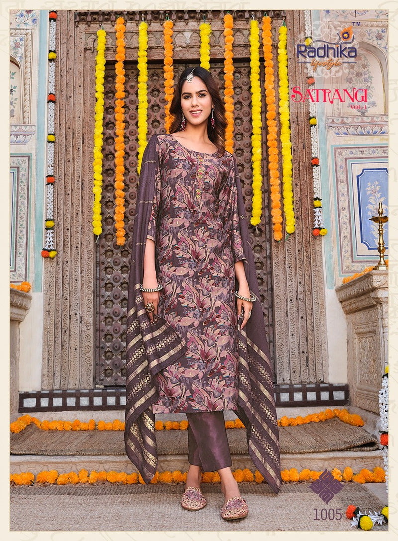 Radhika Lifestyle Satrangi Vol 1 Modal Chanderi Printed Fancy Kurti With Pant