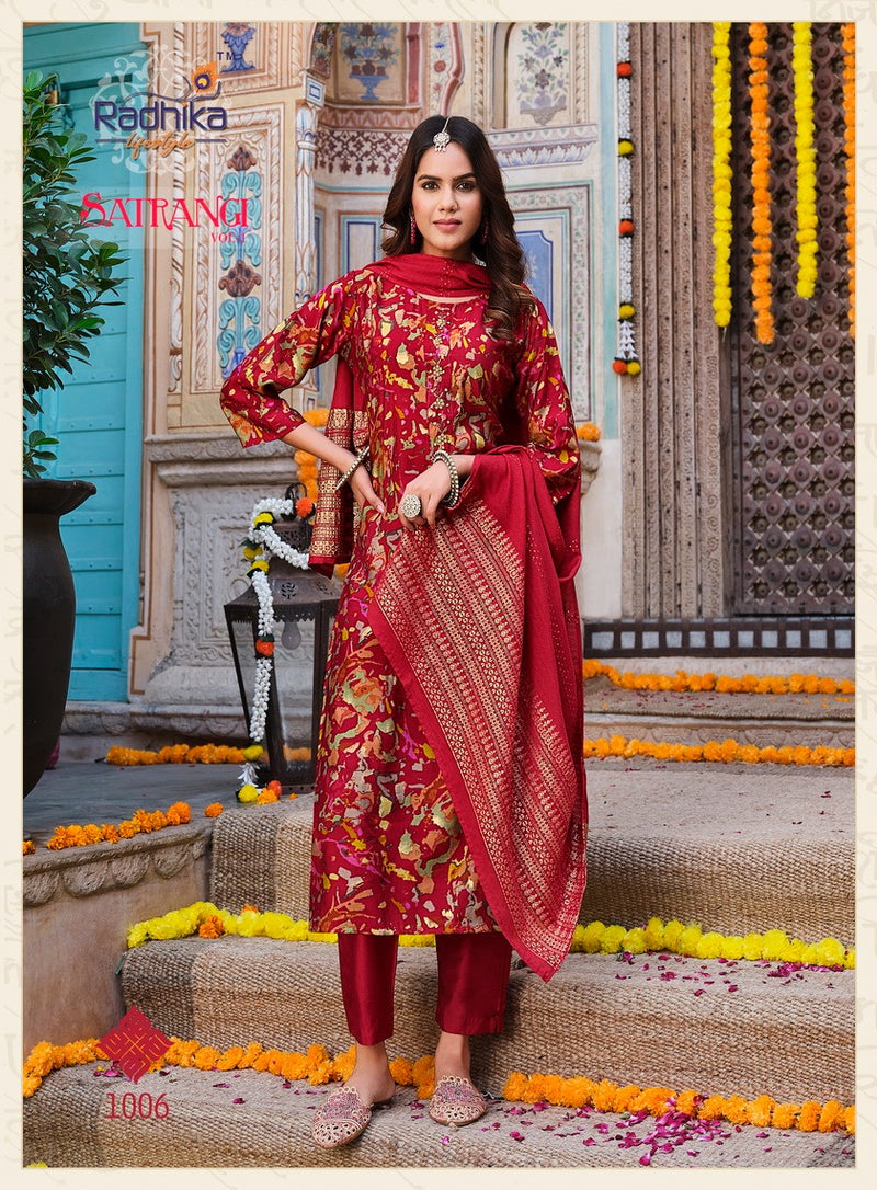 Radhika Lifestyle Satrangi Vol 1 Modal Chanderi Printed Fancy Kurti With Pant