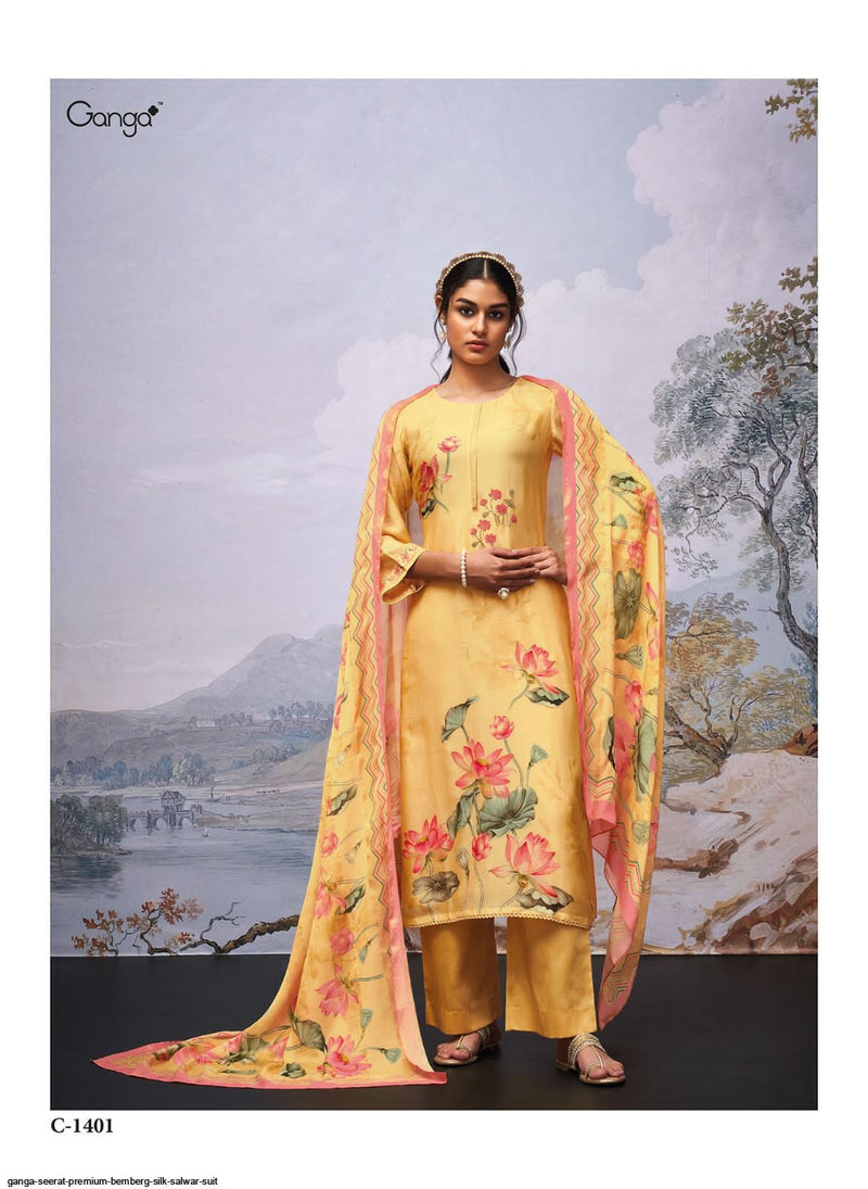 Ganga Seerat Bemberg Silk Printed With Embroidery Designer Traditional Wear Suits