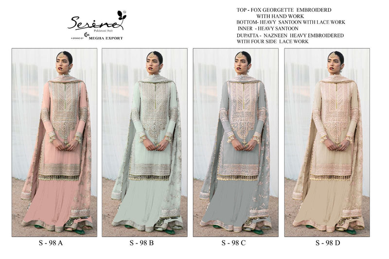 Serine S 98 Fox Georgette With Heavy Embroidered Pakistani Suits