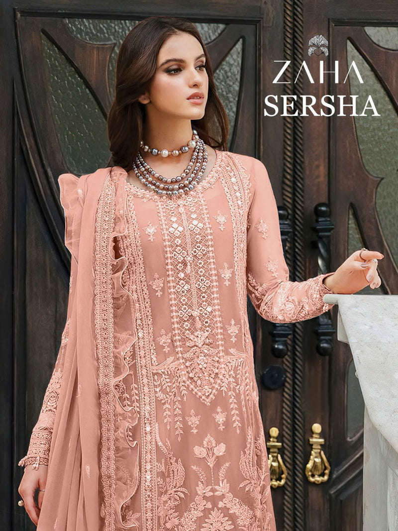 Zaha Sersha Vol 1 Orangza With Embroidery Designer Pakistani Suits