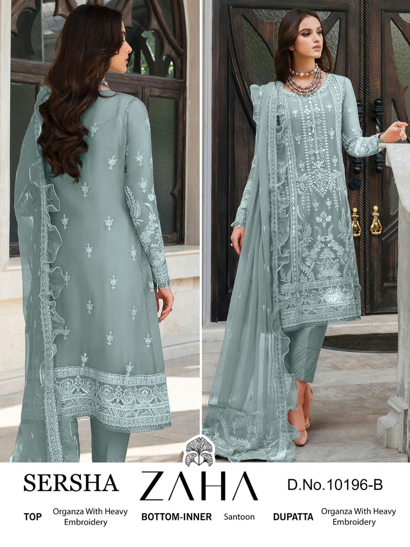 Zaha Sersha Vol 1 Orangza With Embroidery Designer Pakistani Suits