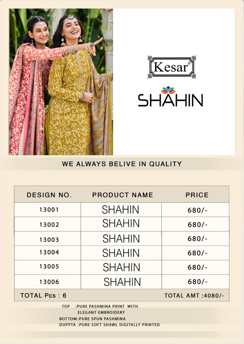Kesar Shahin Pashmina With Elegant Embroidery Work Printed Suit Collection