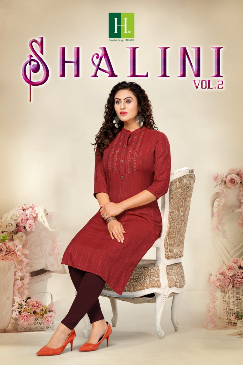 Hirwa Shalini Vol 2 Rayon Fancy Straight Formal Wear Kurtis