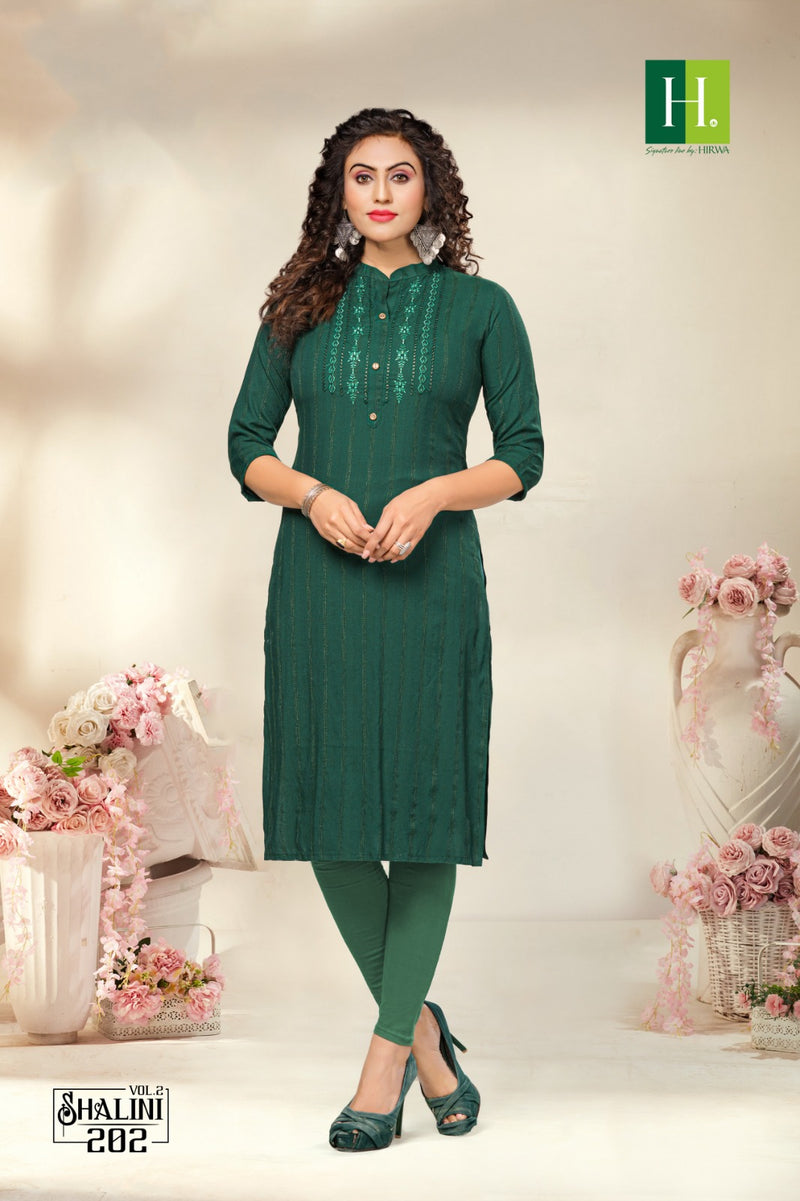 Hirwa Shalini Vol 2 Rayon Fancy Straight Formal Wear Kurtis