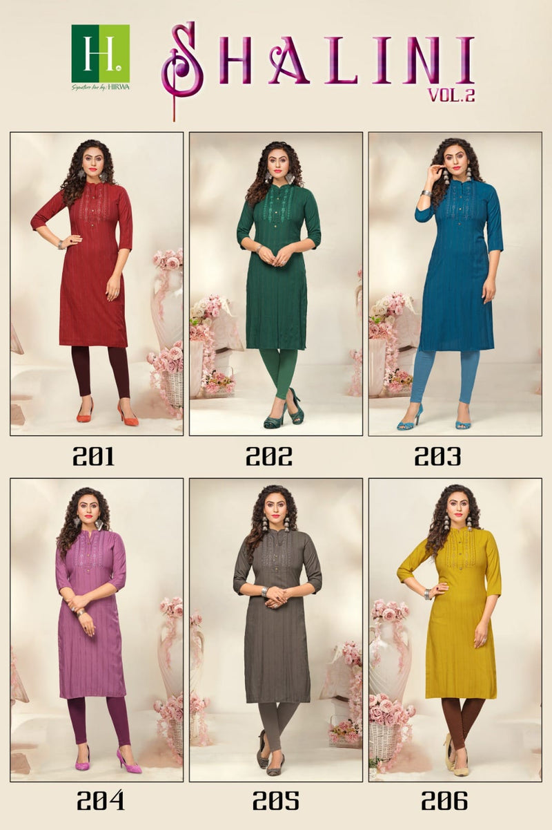 Hirwa Shalini Vol 2 Rayon Fancy Straight Formal Wear Kurtis