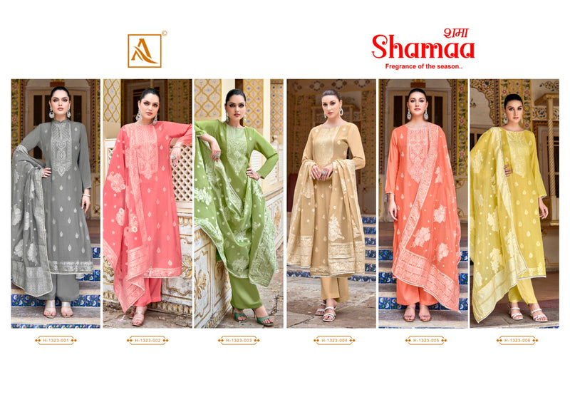 Alok Suits Shamaa Jacquard Designer Handwork Salwar Suit Collection