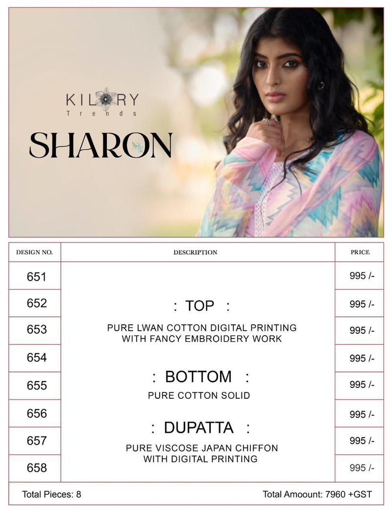 Kilory Trends Sharon Lawn Cotton Digital Print With Fancy Embroidery Work Suits