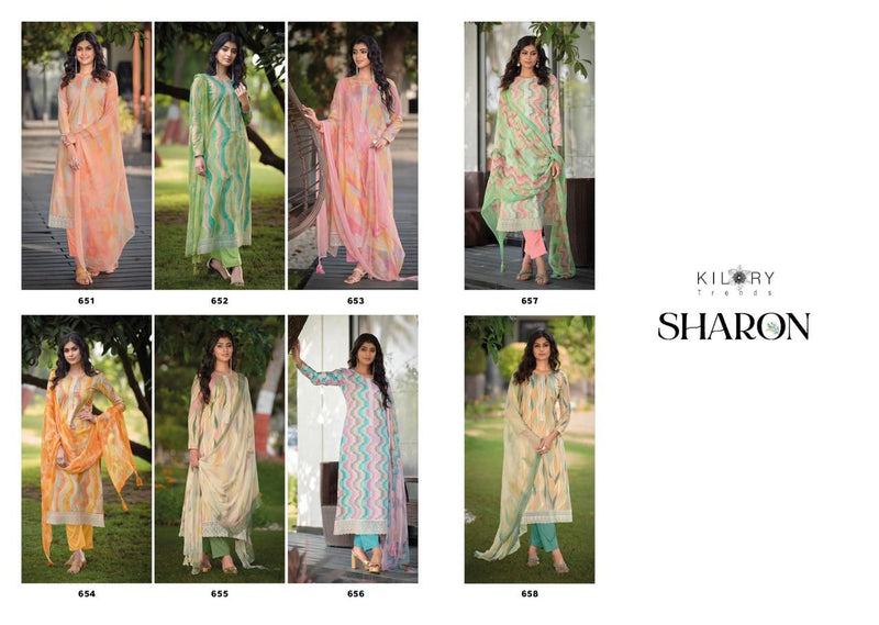 Kilory Trends Sharon Lawn Cotton Digital Print With Fancy Embroidery Work Suits
