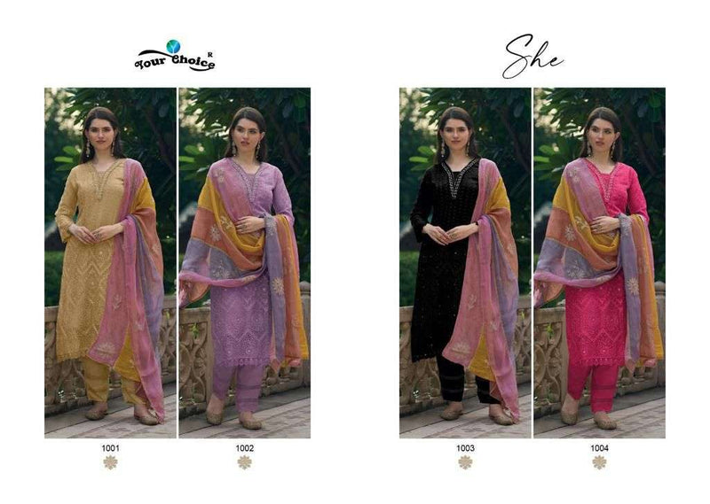 Your Choice She Organza Designer Salwar Suits Pret Collection